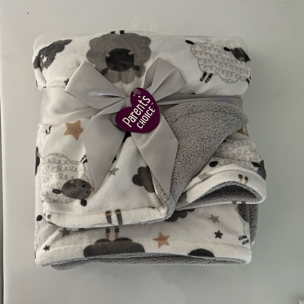 Sheep print baby blanket
